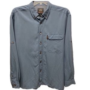 Weather Proof Men Button Down Shirt Blue XL